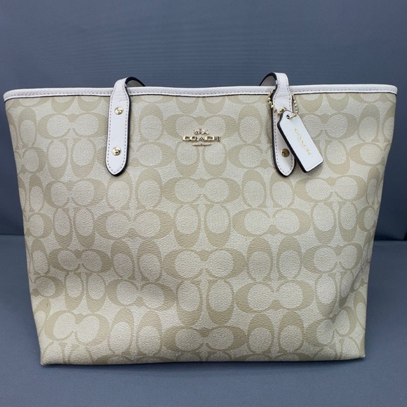 Coach Handbags - Coach City Tote Signature Canvas Light Khaki Chalk Gold Hardware